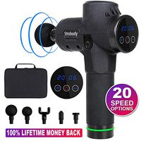 Strobody Massage Gun, New Upgraded Handheld Deep Tissue Percussion Massager with Ultra-Quiet Technology, 5 Replaceable Heads, Carrying Case for Athlete Recovery, Muscle Soreness, Back and Foot