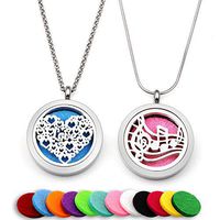 2 PCS Essential Oil Necklace Aromatherapy Diffuser Jewelry for Women(Music Notes & LOVE) by Lademayh