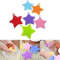 Fabal Multifunction Silicone Dish Bowl Cleaning Brush Scouring Pad Pot Pan Wash Brushes Kitchen Cleaner Washing Tool (Red)