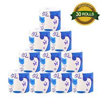 KKLU Roll Paper Hollow Replacement Toilet Paper, 3-Ply Soft Strong Toilet Tissue Cotton Roll Paper Household Towel Tissue for Daily Use (30 Rolls_)