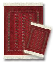 Lextra (Turkoman Bokhara), MouseRug & CoasterRug Set, Reds and Gold, 10.25" x 7.125", one MouseRug and one Matching CoasterRug