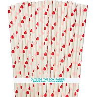 Heart Paper Straws - Red White Pink - 7.75 Inches - 100 Pack Outside the Box Papers Brand