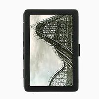 Perfection In Style Black Color Metal Cigarette Case Vintage Roller Coasters Design 006
