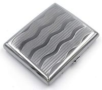 Victorian Style Cigarette Case Double Sided King & 100s Wavy Pattern by Kasebi