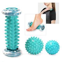 Lixada Foot Massage Roller Spiky Ball Foot Pain Relief Massager Relieve Plantar Fasciitis and Heel Foot Arch Pain and Relax Shoulder Foot Back Leg Hand, Included 1 Roller & 2 Spiky Balls