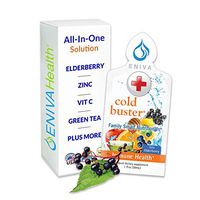 Eniva Health Elderberry Sambucus Syrup, Vitamin C, ZINC, Echinacea, Antioxidants & More | All-in-One Liquid Immune Formula | Extra Strength 2500mg | Low Carb | Keto Approved | Cold & Flu | 20 Packets