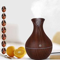 QIUUE 2020 QIUUE Air Aroma Humidifier Ultrasonic Humidifier Air Aromatherapy Wood Grain Essential Oil Diffuser 400ml (Brown)