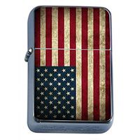 Vintage American Flag Flip Top Oil Lighter D1 Patriotic Freedom American Heroes Veterans
