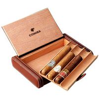 WLXJH Cigar Humidor, Cedar Wood Portable Travel Leather Cigar Box Humidifier, Detachable Cedar Tray (Brown) (Color : Black)
