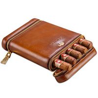 CIGARLOONG Cigar Travel Humidor Case Buil-in Cedar Wood Portable 5 Cigars Case（Color：Brown）
