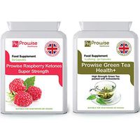 Green Tea 12480mg 90 Capsules + Raspberry Ketones 600mg 60 Capsules – UK Manufactured to GMP Guaranteed Quality - Suitable for Vegetarians & Vegans by Prowise Healthcare