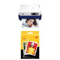 Kodak Smile Classic Digital Instant Camera with Bluetooth (Blue) with Kodak 3.5x4.25 inch Premium Zink Print Photo Paper (40 Sheets)