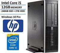 HP Elite Pro Small Form Factor Slim Business Desktop Computer, Intel Quad-Core i5-2400 up to 3.4GHz, 12GB RAM, 2TB HDD + 240GB SSD, DVD, Windows 10 Professional (Renewed)