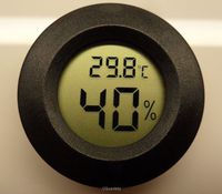 Digital Cigar Humidor Hygrometer Thermometer 1 3/4" Inch Round Black Face 001-C