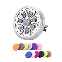 GIONO Car Air Freshener Aromatherapy Essential Oil Diffuser Spray Auto Vent Clip Locket Hollow Flower Crystal Pendant