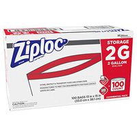 Ziploc Professional Storage Bags, For Food Organization and Storage, Double Zipper, 2 Gallon, 100 Count
