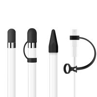 ZOVER [4-Piece] Compatible with Apple Pencil Silicone Pencil Caps Nib Cover and Cable Adapter Tether Replacement, if Applicable iPad Pro 9.7" 10.5" 12.9"-Black