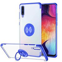Compatible with Samsung Galaxy A70 Case with Built-in 360 Rotatable Ring Kickstand Fit Magnetic Car Mount and Clear Soft Slim Silicone Protective Bumper Cover for Samsung Galaxy A70 (Blue)