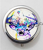 BlackKey Colorful Deer Animal 3-Compartment Decorative Pocket Gift Box Case Organizer for Pill, Color 1 -675