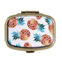 Cecillia Heart Shape Pineapple Pill Box Decorative Boxes Bronze Rectangular Pill Case Medicine Tablet Holder Wallet Organizer Case for Pocket or Purse