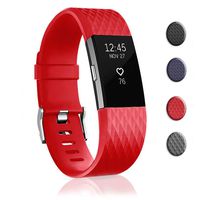 Bands Replacement Compatible for Fitbit Charge 2, Adjustable Wrist Accessories Sport Wristbands for Women&Men (Red, Small)