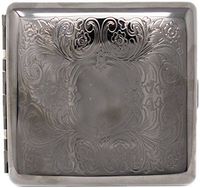 Black Victorian Scroll (Full Pack Kings) Metal-Plated Cigarette Case & Stash Box
