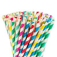Anphsin 250 PCS Biodegradable Paper Straws - Stripe Paper Drinking Straw Bulk for Birthdays, Wedding, Baby Showers, Parties and Festivals