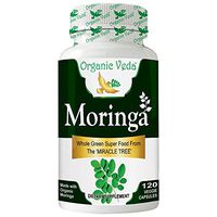 Organic Moringa Powder 120 Veg Capsules. 100% Pure and Natural Raw Herbal Dietary Super Food Supplement. Non GMO, Gluten FREE. US FDA Registered Facility. Kosher Certified Vegetarian Capsule. All Natural
