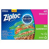 Ziploc Sandwich and Snack Lunch Bags, Easy Open Tabs, 130 Count, Pack of 9 (1,170 Total Bags)