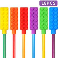 18 Pieces Chewable Pencil Topper Chewy Sensory Fidget Toppers Chew Toppers Textured Oral Support Boys, Girls, Children with Autism, Motor Skill, Special Needs