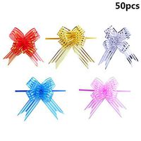 Booluee 50 Pieces Christmas Gift Pull Bows, Beautiful Festival Assorted Colors Organza Pull Bows for Gift Wrapping Christmas Wedding Valentine's Day Present Decoration