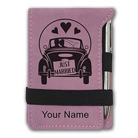 Mini Notepad, Just Married, Personalized Engraving Included (Pink)
