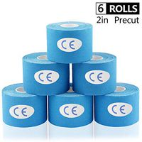 AUPCON Sports Kinesiology Tape Precut Muscle Tape Breathable Hypoallergenic Latex Free Water Resistant Pain Relief Knee Shoulder Elbow Ankle Injury Recovery Therapeutic Aid (6RollsLblue)