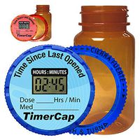 TimerCap Automatically Displays Time Since Last Opened - Built-in Stopwatch Smart Pill Bottle Cap Medication Reminder Case (2 Pack - Large 4 oz Amber Bottles) EZ -Twist/CRC