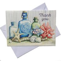 Nantucket Seashell Bottles Thank You Note Cards, Set of 8