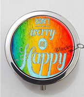 BlackKey Dont Worry Be Happy 3-Compartment Decorative Pocket Gift Box Case Organizer for Pill, Color 1 -733