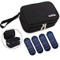 apollo walker Insulin Cooler Travel Case Medication Cooler Diabetic Organizer for Insulin Pens, Glucose Meter,Diabetic Testing Kit and Other Supplies with 4 Ice Packs(Black,Double Compartment)