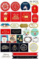 Christmas Gift Tags 96 Pcs, Merry Christmas Stickers Labels Envelope Decorative Stickers for Gifts