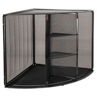 Rolodex Mesh Corner Desktop Shelf, Five Sections, 20 X 14 X 13, Black