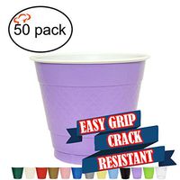 TigerChef 9 Ounce Hydrangea 50 Pack Easy Grip Plastic Party Cups Solid Color Disposable 9 Oz Plastic Cups BPA Free