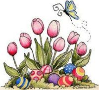 HotSaleStore Sticker Seals 48 Easter Tulips Eggs Sticker Label Envelope Seals 1.2" Round