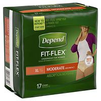 Depend Women Underwear Moderate Absorbency Extra Large, 17 CT (Pack of 4)