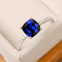 Fake Diamond Ring, Morenitor Micro-inlaid Zircon Blue Topaz Diamond Band Engagement Rings for Women, 7