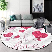 RUGSMAT Love Area Rugs Traditional Design,Love Icon Heart Balloons Non-Slip Soft Floor Mat Home Decor Round-55