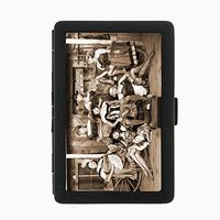 Perfection In Style Black Color Metal Cigarette Case Vintage Saloon Ladies Design 001