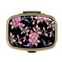 Top A Flowers Custom Personalized Square Pill Box Decorative Box Vitamin Container Pocket Or Wallet (Flowers-11)