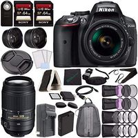Nikon D5300 DSLR Camera with 18-55mm Lens (Black) + Nikon AF-S DX NIKKOR 55-300mm f/4.5-5.6G ED VR Lens + Battery + Charger + Sony 64GB Card + HDMI + Backpack Case + Remote Bundle