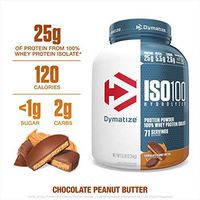 Dymatize ISO100 Hydrolyzed Protein Powder, 100% Whey Isolate Protein, 25g of Protein, 5.5g BCAAs, Gluten Free, Fast Absorbing, Easy Digesting, Chocolate Peanut Butter, 5 Pound
