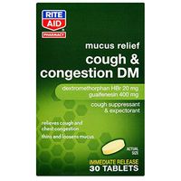 Rite Aid Cough and Congestion DM Tablets - 30 Tablets | Cough Suppressant | Mucus Relief