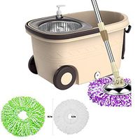Spin Mop and Bucket System with 3 Microfiber Mop Heads 5L Stainless Steel Mop Bucket with Detergent Dispenser for Floor Cleaning Masthome